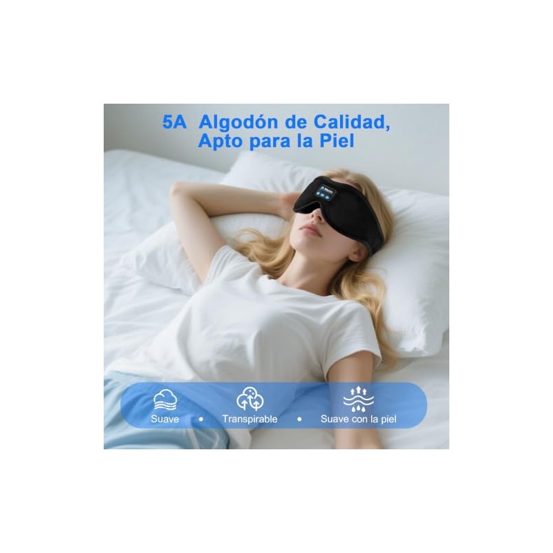 Antifaz para Dormir con Audifonos y Contorno 3D, Blackout y