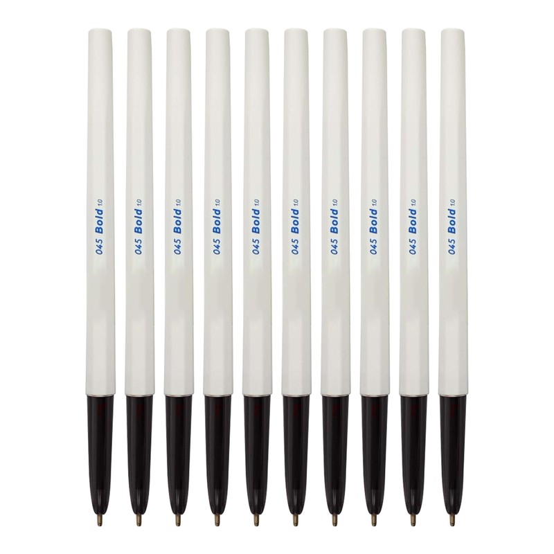 45BoldMed Ballpoint Pens, BLACK, Medium Point (1.0mm), Pack of 10,