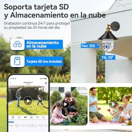 Foco con Camara de Seguridad, Camara de Foco WiFi de 360° A Todo Color, IP65 Impermeable,Base E27, Visión Nocturna Audio Bidireccional Detección de Movimiento, Compatible con Alexa