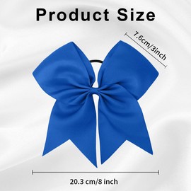 2 PCS 8" Cheer Bows, Bow for Hair, Blue Hair Bow, Blue Bow for Hair, Cheer Bows for Cheerleaders, Cheer Bow Holder, Cheerleading Bows, Cheerleader Bows with Ponytail Holder Elastic Band
