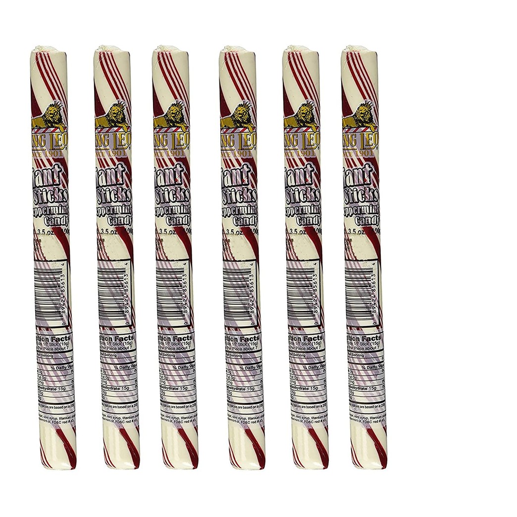 Giant Peppermint Stick (Candy Cane) 3.5 Ounces (Pack of 6)