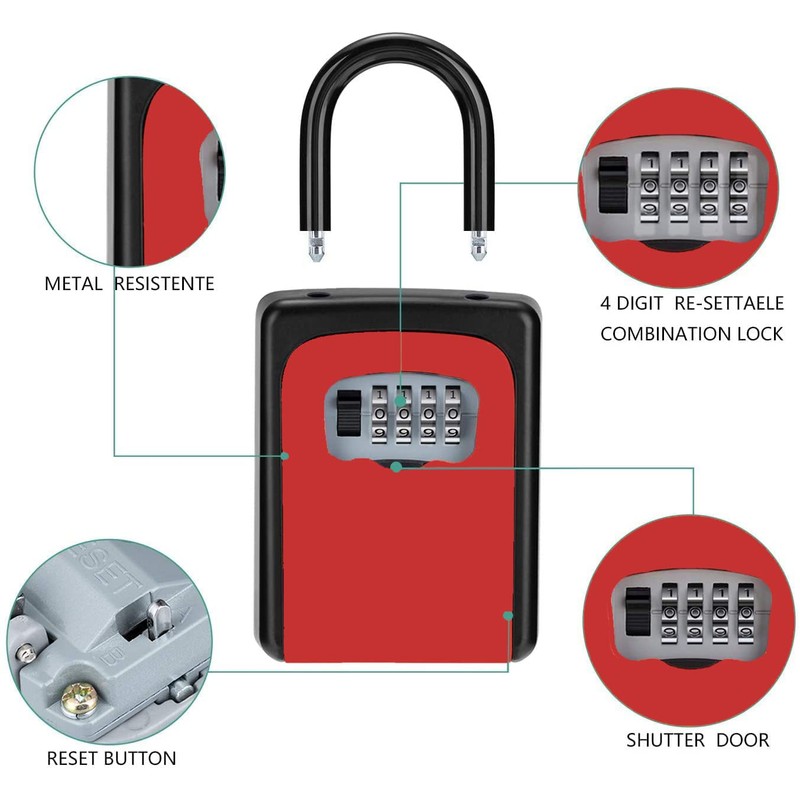 ZHEGE Key Lock Box For Outside,Lock Box With Combination Lock