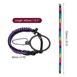 QUARKZMAN Paracord Handle, Water Bottle Handle Strap, Paracord Cap Strap, Carrier Strap for Wide Neck Bottles 16 oz to 64 oz, Black/Purple