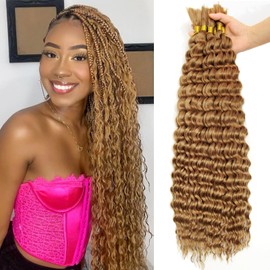 YXCHERISHAIR 8 Packs Boho Hair For Braiding Curly Braiding Hair for Boho Braids Blonde Deep Wave Bulk Hair For Women,Wet and Wavy Bohemian Braiding Hair Extensions No Weft(27#, 26inch)