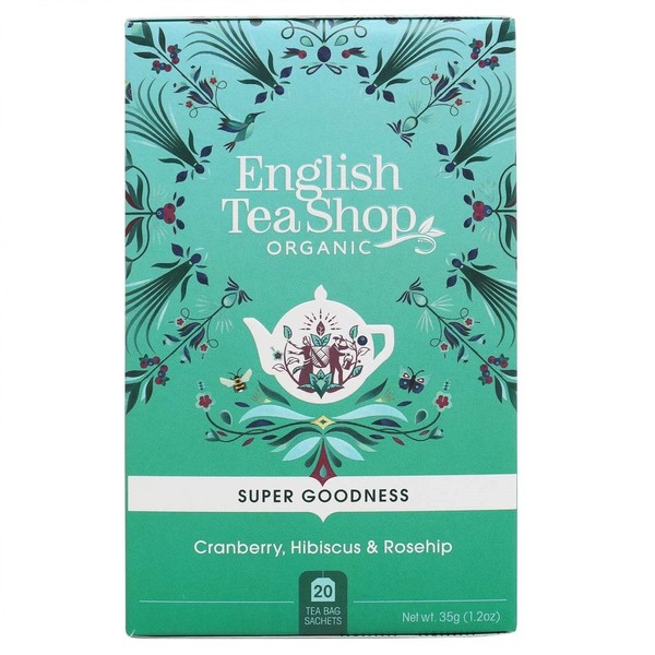 English Tea Shop 20 Organic Cranberry, Hibiscus & Rosehip Leaves Teabags