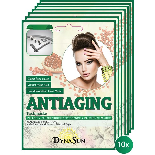 DynaSun Kit 10x Antiageing Mask BTS with Pomegranate and Salvia Extract, Intensive Moisturising and Soothing Mask Kpop for Dry and Sensitive Skin