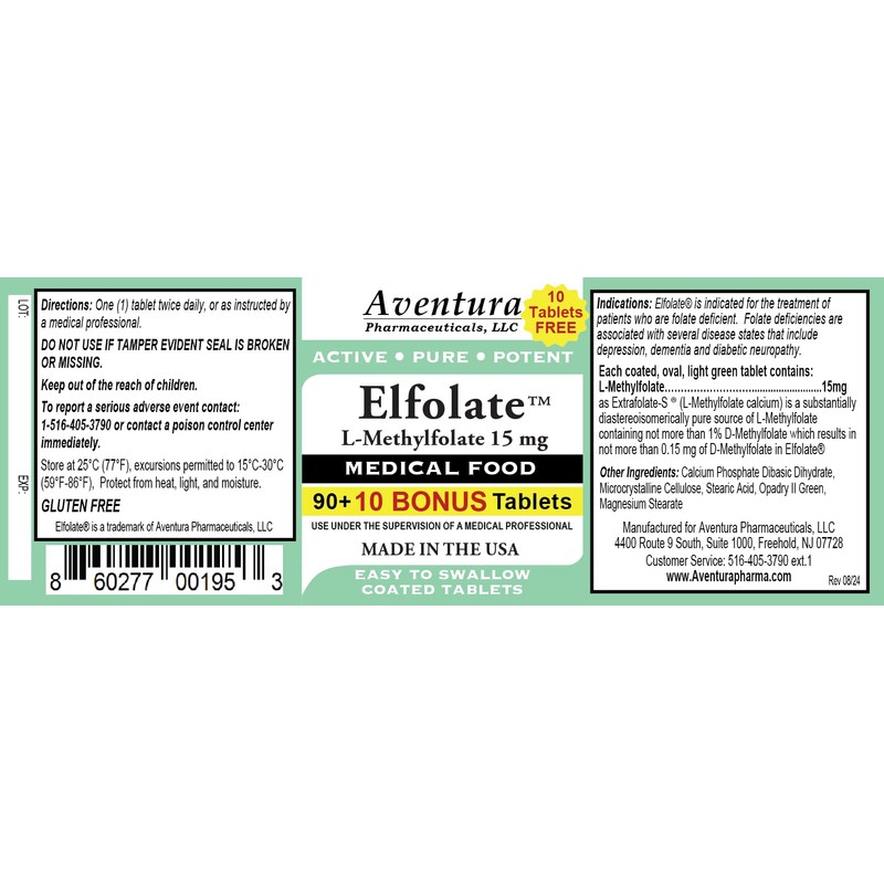 ELFOLATE® 15mg Bonus Pack 100 Tablets L-Methylfolate Methyl Folate Methylfolate