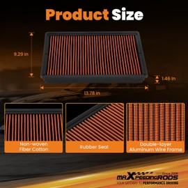 maXpeedingrods MX-2247 High Performance Engine Air Filter Washable & Reusable, Requires No Oil for Ram 1500 2003-2024, for Dodge Ram 1500 2003-2010, for Ram 2500 3500 Dodge Ram 2500 3500