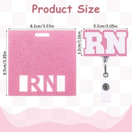 Badge Buddy Card Holder Pink RN Nurse Nursing Accessories Glitter Horizontal Badge Identification Tags Medical Assistant ID Name Tags for Nurse Work Coworkers Resident Employee Student Aesthetic