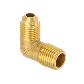 PATIKIL 90 Degree Elbow Brass Pipe Fittings, 5/16" Male Flare x 1/4" NPT Male Thread Tubing Fitting Adapter Connector Tube Elbow Converter for Pipe Connection
