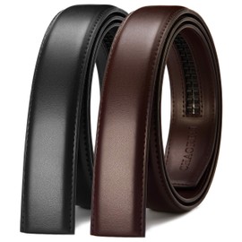 CHAOREN Ratchet Belt Replacement Strap 1 3/8”, Leather Belt Strap 2 Set for 40MM Slide Click Buckle