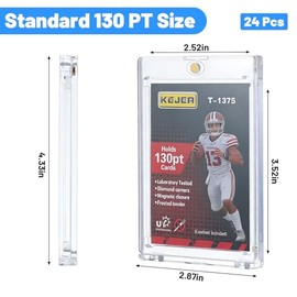 Portatarjetas magnéticas de 24 unidades, 130 puntos, soporte para tarjetas de intercambio, protectores de tarjetas de béisbol de plástico duro, estuch