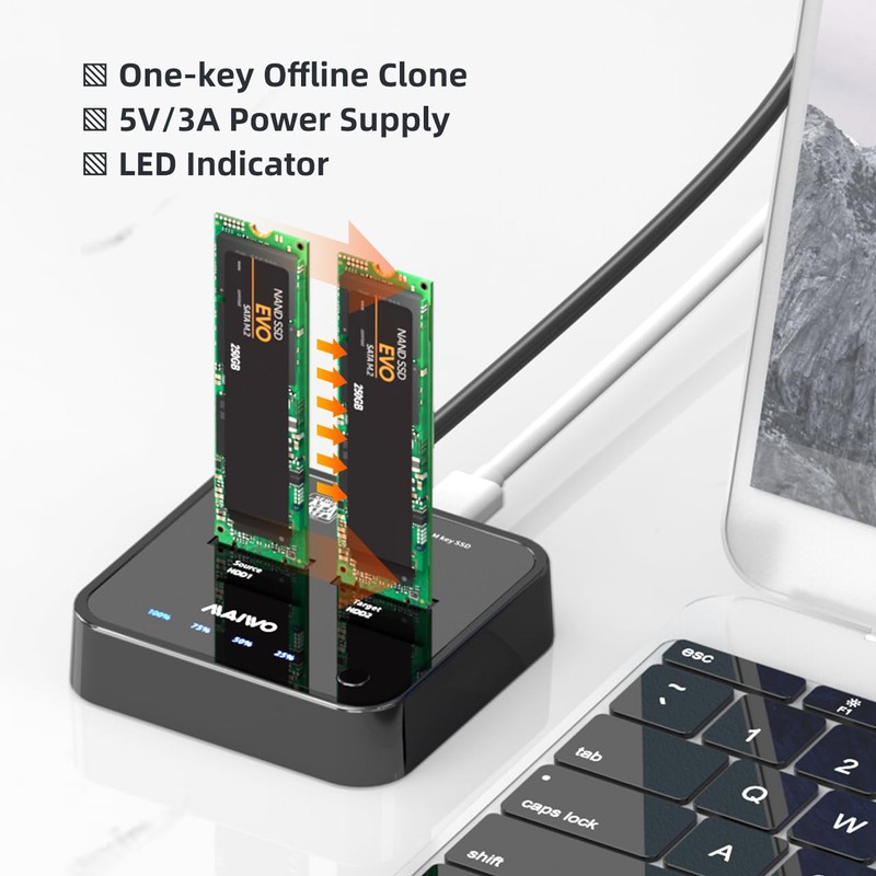 MAIWO Dual Bay Docking Station for M.2 NGFF SATA SSD