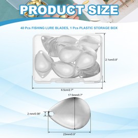 PATIKIL Fishing Lure Blades, 40 Pack 0.9" x 0.7" Fishing Spinner Baits Willowleaf Lure Spinner Making Part with Plastic Storage Box for Bait Fish Accessories, Silver Tone