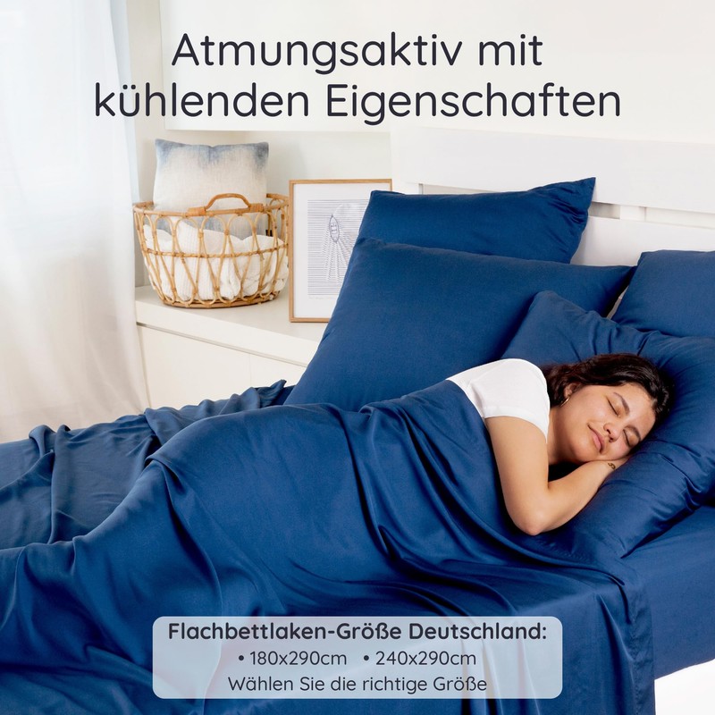 Navy Blue Bed Sheets without Elastic Bamboo | Cooling 180