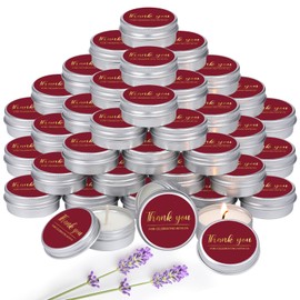 MTLEE 50 Pcs Thank You Candles Gift Wedding Favors Baby Shower for Guests 1 oz Lavender Scented Soy Wax Candle Aromatherapy Candle Favors for Bridal Baby Shower(Burgundy,Thank You)