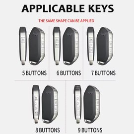 ontto Cowhide Car Key Cover fit for Kia Telluride 2023 2024 Sorento EV9 2024 2025 keyless go Key Holder Handmade Leather case Keyring Keychain Smart Shell Accessories Protector 5 Buttons Black