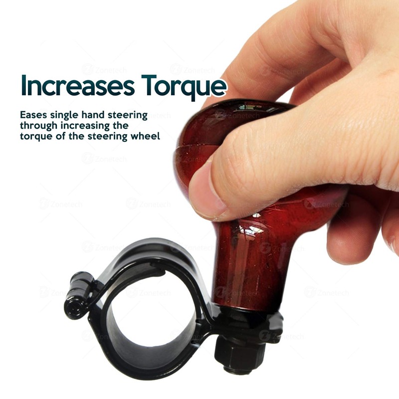 ZONETECH Woodgrain Steering Wheel Spinner - Universal Fit Premium Quality