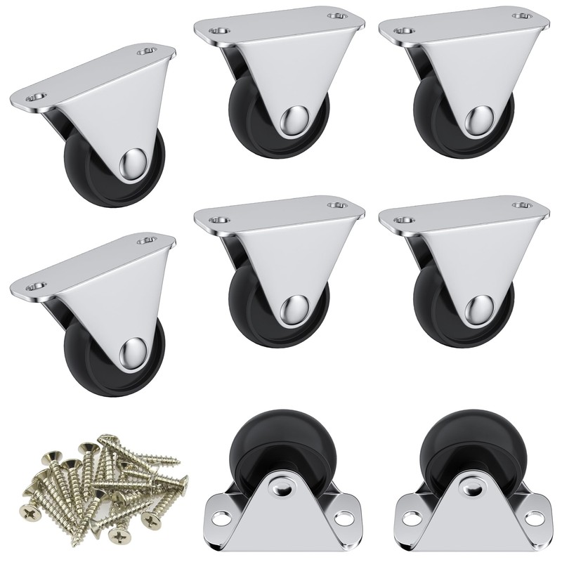 8 PCS Black Casters for Furniture,30mm(1.25 inch) Small-size Castor Wheels
