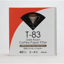 CAFEC Coffee Paper Filter by Roast Type - The World's 1st V60 02 style universal 2 to 4 cup Disposable Coffee Filter for Pour Over Dripper brewing - A Case of 40 Sheets | DC4-40W (Dark Roast (CUP 4))
