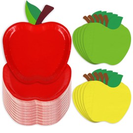 FYSUIMU 90Pcs Apples Party Paper Plates and Napkins Back to School Red Green Yellow Apples Decoration First Day of School Party Supplies Disposable Tableware Set for Preschool Kindergarten, Serves 40