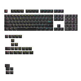 Glorious Gaming - GPBT Backlit Keycaps (Black) Translucent Shine Through Legends, Fits 100%, 75% 65% 60% Custom Mechanical Gaming Keyboards, Fits ANSI, ISO, Windows & macOS, English (US)