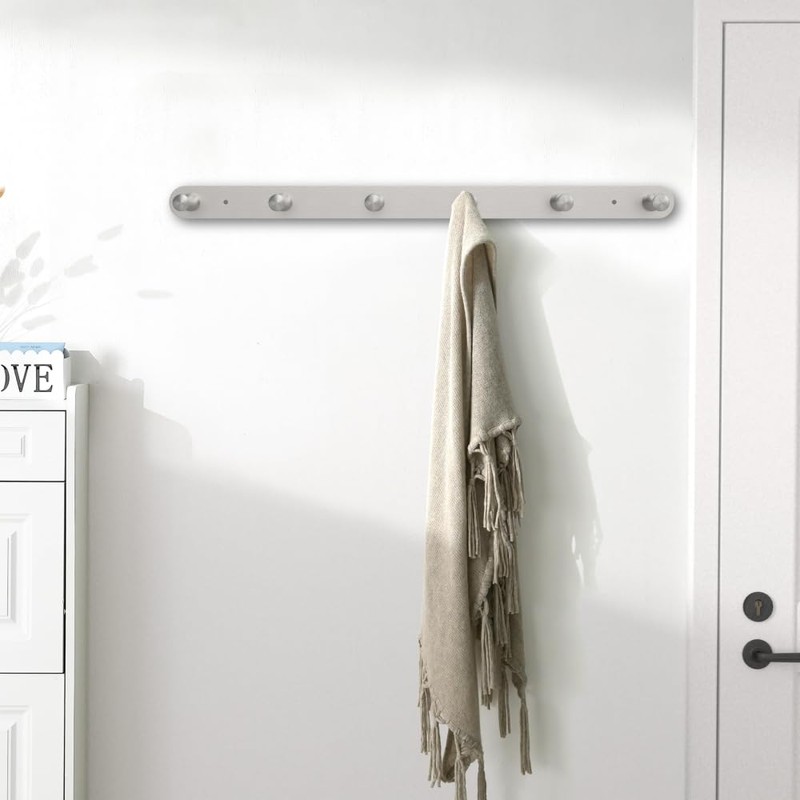 DGYB Coat Rack Wall Mount 6 Brushed Nickel Coat Hooks