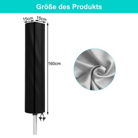 APOMOONS Rotary Airer Protective Cover, Cover for Leifheit Rotary Airer, Cover with Zip, Drawstring, 210D, Waterproof and UV-Resistant, Tear-Resistant and Weatherproof Protective Cover, 160 x 15 x 15