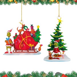 Pack of 2 Christmas Tree Hanging Decoration, Christmas Decoration, Christmas Pendant, 2D Elf Christmas Decorations, 2024 Funny Christmas Tree Decorations, for Home Decorations