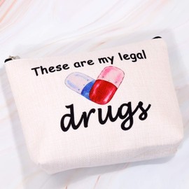 G2TUP Divertidas bolsas de medicina para mujer, estas son mis drogas legales, bolsa de cosméticos de viaje para pacientes y amigas (estas son mis drogas legales)