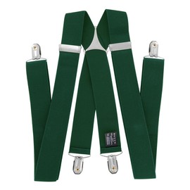 axy Braces for Men Wide 3.5 cm X-Shape with 4 Braces Clips Extra Strong Adjustable Length 35 mm, Green