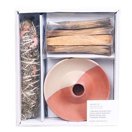 Premium collection Box Purification KIT 1 Smudge Bundle 4 PALO Santo Scented Wood Sticks and 1 Ceramic Burner