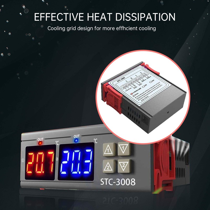 RUIZHI STC-3008 Digital Temperature Controller Thermostat Dual Digital Display Temperature