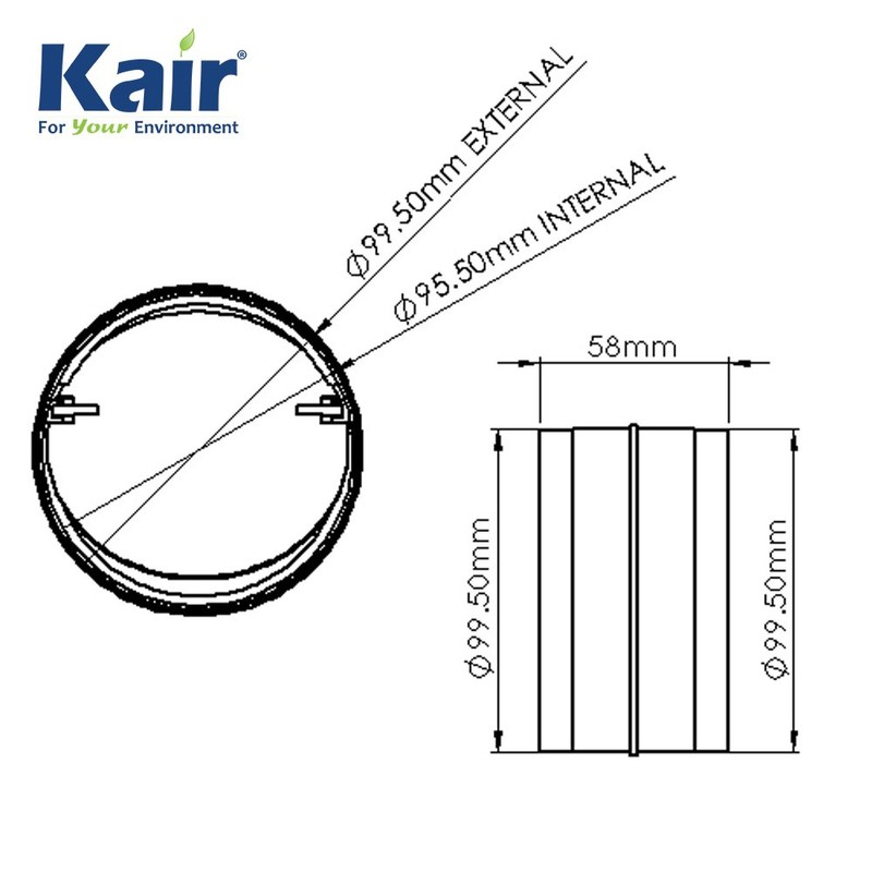 Kair Connector with Backdraught Shutter 100mm - 4 inch Non-Return