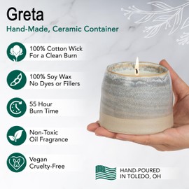 The Growing Candle, Mint & Eucalyptus Scented, 10oz Ceramic Pot, Aromatherapy Candles, 100% Soy, Greta
