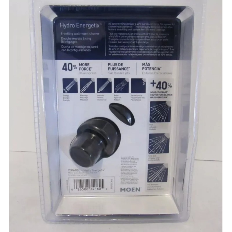Moen 200W0BL Hydro Energetix Wall Mount Shower Head Matte Black