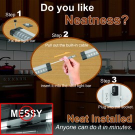 EBD LED Under Cabinet Lighting for Kitchen Built-in Adjustable Cable & Mid Input Jack Bookshelf Plug in Light bar 15 Pcs 6750 Lm 3000K Ultra Bright for Timer Smart Plug Alexa Google Assistant & Siri