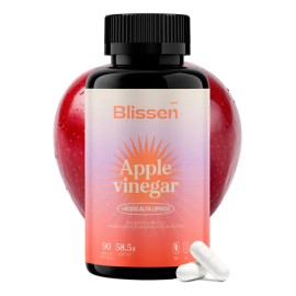Blissen Cápsulas de Vinagre Orgánico de Sidra de Manzana con Ácido Alfa Lipóico - 90 Cápsulas con Ingredientes 100% Naturales y Sin Azúcar - Potente Antioxidante