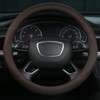 ALEMODR Brown Leather Steering Wheel Cover Universal 15 inch