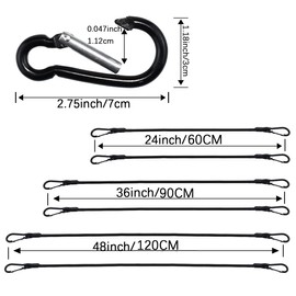 Bungee Cords with Hooks, ZESE 6-Pack Black Extra Strong Bungee Straps 24“, 36”, 48“ Heavy Duty Elastic Tie Downs Straps for Tents, Cargo, Kayak Boat, Bikes Rope Tie, Tarp, Luggage