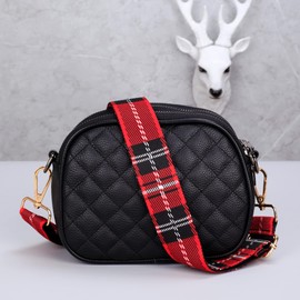 5Chaos Plaid Gothic Purse Strap for Crossbody Shoulder Handbag, Maroon Vintage Antique Nylon Adjustable Strap for Women Bag Replacement