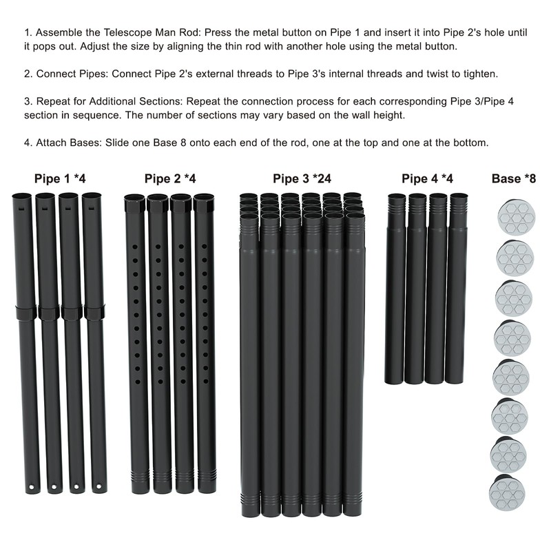 Aglaiprty 10-Foot Dust Barrier Poles Kit - (Pack of 4)