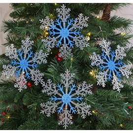 Christmas Concepts® 21cm (8.4") Large Glitter Decorated Snowflake Decoration - Christmas Baubles (ROYAL BLUE, 4)
