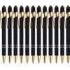 LINFANC 12 Pack Black Gold Ballpoint Pen with Stylus Tip,