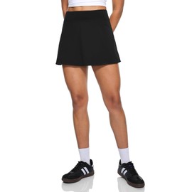 Ukaste - Falda atlética pequeña de línea A para mujer, de 13 pulgadas, falda de tenis de pickleball para jóvenes con pantalones cortos con bolsillos, Negro, 6 Petite