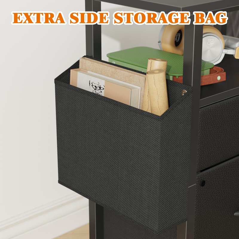 GYIIYUO 2 Drawer File Cabinet with 24'' Extended Desktop, Mobile