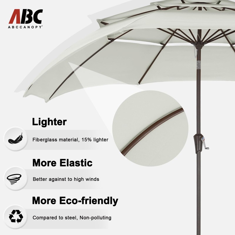ABCCANOPY 10Ft 3 Tiers Market Umbrella, Outdoor Table Umbrella for