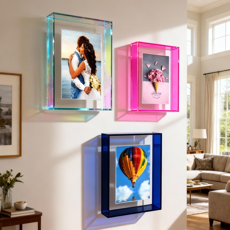 Mutellstory 8x10 Acrylic Picture Frame Neon Floating Photo Frame for