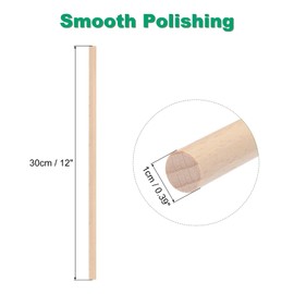 sourcing map Wooden Dowel Rods Wood Sticks, 30cmx1cm Round Wooden Dowels Rod for DIY, Arts Decoration, Crafts Wand, Handmade Small House Rods, Pack of 10