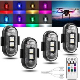 Wireless LED Lights for Car with Remote Control, Wireless LED Strobe Lights 8 Colors USB Charge IP65 Waterproof Anti-Collision for Car Motorcycle Drone RC Aircraft Bike, Summer Lights, Black - Color: 6pcs
